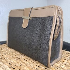Dunhill Brown Leather & Charcoal Grey Vintage Canvas Portfolio/Clutch Unisex